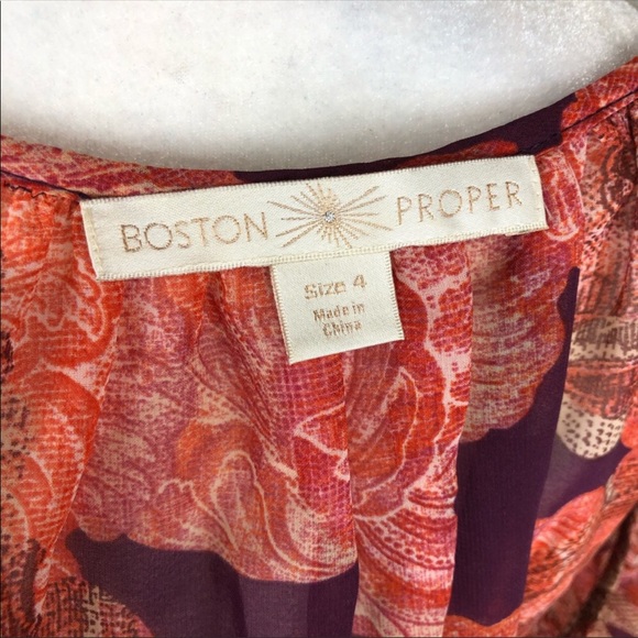 Boston Proper Boho Print Bead Tasseled Empire Waist Peasant Top Size 4 - Picture 7 of 9